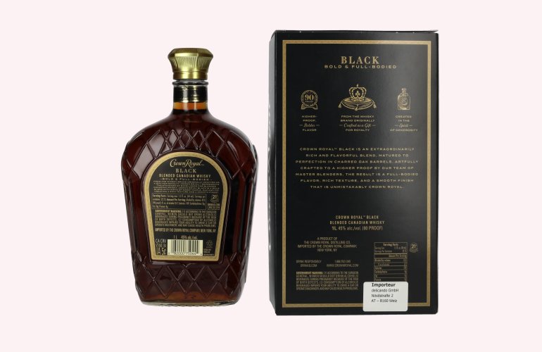 Crown Royal BLACK Blended Canadian Whisky 45% Vol. 1l in Geschenkbox