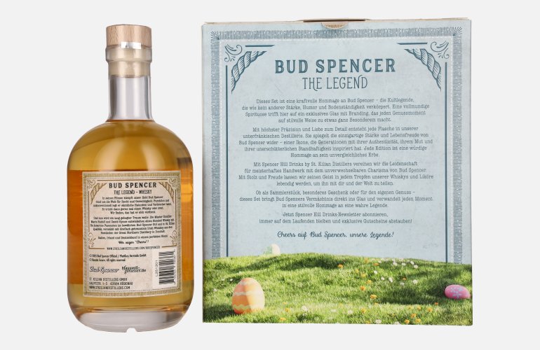 Bud Spencer THE LEGEND Whisky Mild FROHE OSTERN Edition 46% Vol. 0,7l en boîte cadeau avec limitiertem Ritzenhoff Sammlerglas
