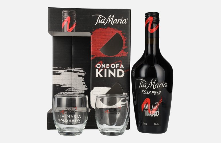 Tia Maria Cold Brew Coffee Liqueur 20% Vol. 0,7l en boîte cadeau avec 2 Verres