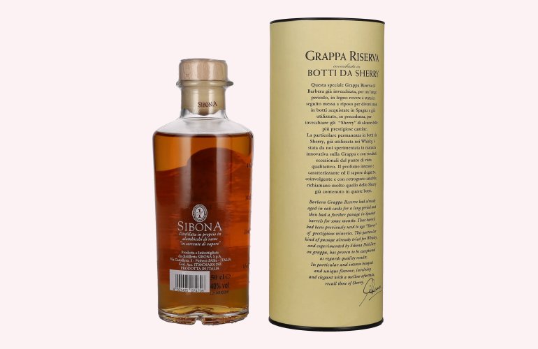 Sibona GRAPPA RISERVA Botti da SHERRY 40% Vol. 0,5l en boîte cadeau