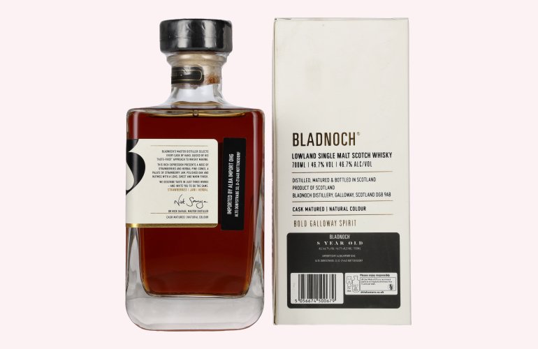 Bladnoch 8 Years Old Lowland Single Malt American Red Wine Cask 46,7% Vol. 0,7l in geschenkverpakking