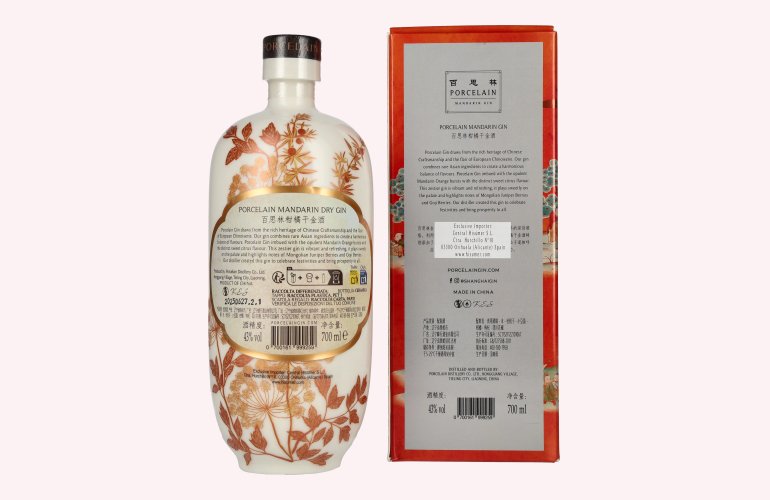 Porcelain Shanghai MANDARIN Dry Gin 43% Vol. 0,7l in Giftbox