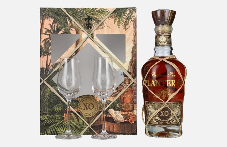 Planteray Rum BARBADOS XO 20th Anniversary 40% Vol. 0,7l in Geschenkbox mit 2 Gläsern