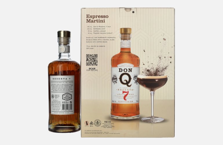 Don Q RESERVA Añejo 7 Años Puerto Rican Rum 40% Vol. 0,7l in geschenkverpakking met 2 Bril