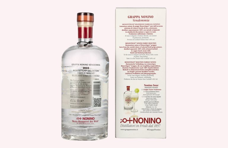 Nonino Grappa Monovitigni Vendemmia 40% Vol. 0,5l in Geschenkbox