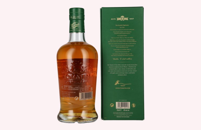 Tomatin 12 Years Old BOURBON & SHERRY CASKS 43% Vol. 0,7l en boîte cadeau