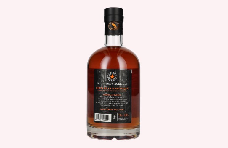 HSE Rhum Vieux Agricole BLACK SHERIFF American Barrel 40% Vol. 0,7l