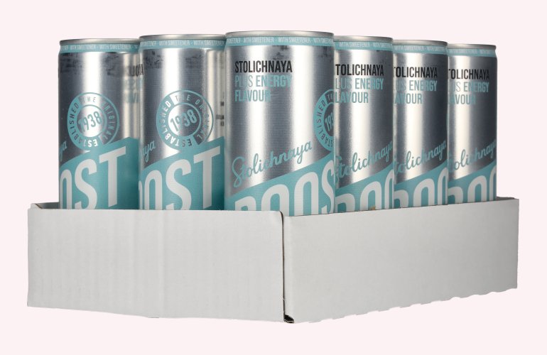 Stolichnaya Boost Plus ENERGY Flavour Sugarfree 5% Vol. 12x0,25l Dosen