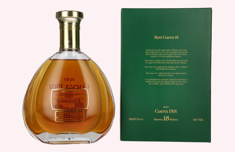 Ron Cueva 1501 Sistema 18 Solera Panama Rum 40% Vol. 0,7l in Giftbox