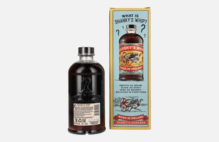 Shanky's Whip The Original Black Liqueur and Whiskey Blend 33% Vol. 0,7l in Giftbox with 4 Shot glasses