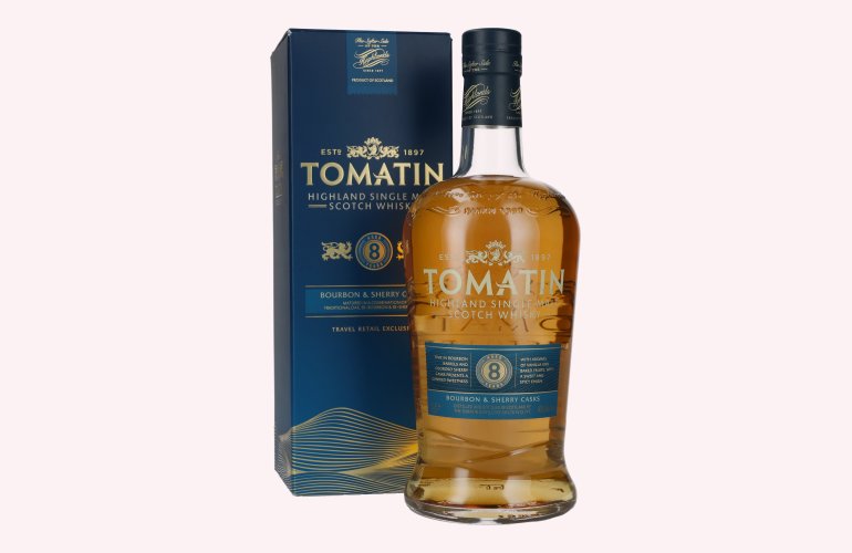 Tomatin 8 Years Old BOURBON & SHERRY CASKS Travel Retail Exclusive 40% Vol. 1l in geschenkverpakking