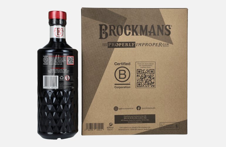 Brockmans Intensely Smooth PREMIUM GIN 40% Vol. 0,7l en boîte cadeau avec Verre