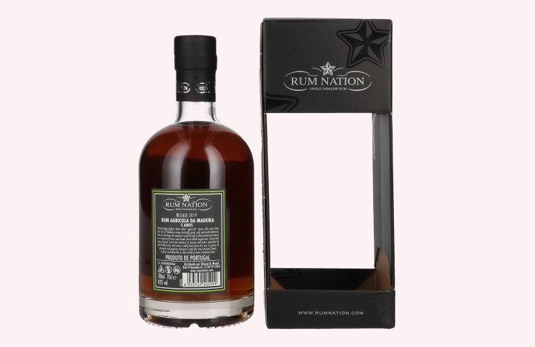 Rum Nation 3 Anos Ilha da Madeira Rum Agricole da Madeira Limited Edition 2019 42% Vol. 0,7l in Geschenkbox