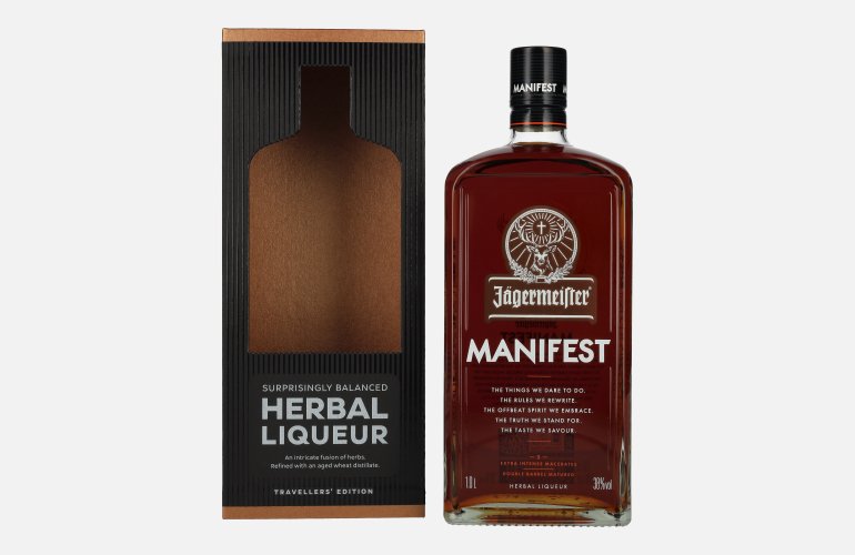 Jägermeister MANIFEST TRAVELLERS' EDITION Kräuterlikör 38% Vol. 1l en boîte cadeau