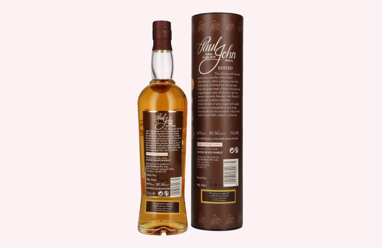 Paul John EDITED Indian Single Malt Whisky 46% Vol. 0,7l in Geschenkbox