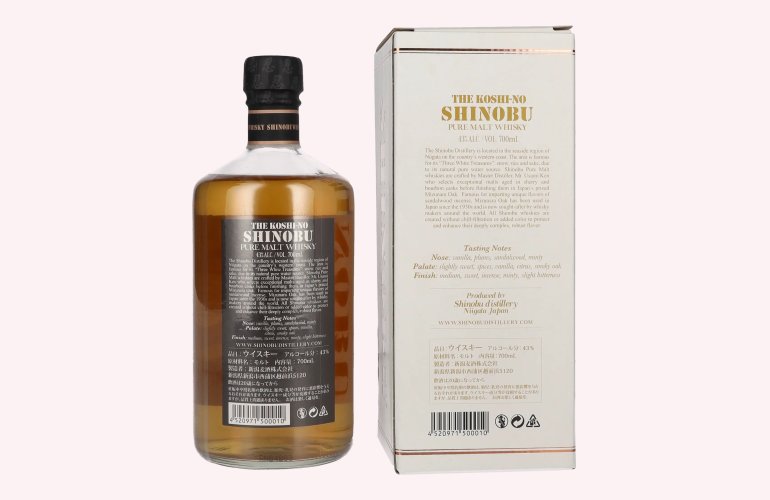 The Koshi-No Shinobu Pure Malt Whisky Mizunara Oak Finish 43% Vol. 0,7l in geschenkverpakking