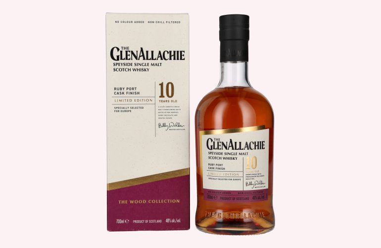 The GlenAllachie 10 Years Old RUBY PORT WOOD FINISH 48% Vol. 0,7l in geschenkverpakking