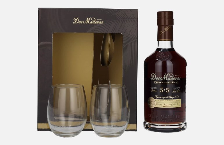 Dos Maderas PX 5+5 Years Old Triple Aged Spirit Drink 40% Vol. 0,7l in Giftbox with 2 glasses