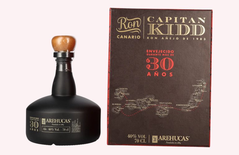 Ron Arehucas CAPITAN KIDD 30 Años Ron Canario 40% Vol. 0,7l in geschenkverpakking