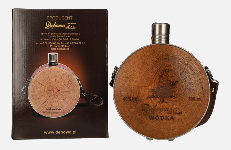 Debowa Vodka Jägerflasche with Lederband 40% Vol. 0,7l