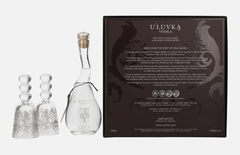 U'Luvka Vodka 40% Vol. 0,1l in Giftbox with 2 glasses
