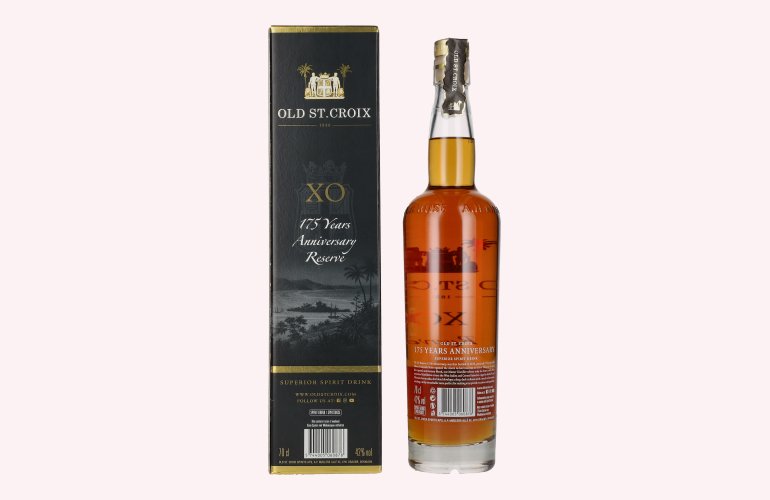 Old St. Croix A.H. Riise X.O. Reserve 175 YEARS ANNIVERSARY Superior Spirit Drink 42% Vol. 0,7l en boîte cadeau