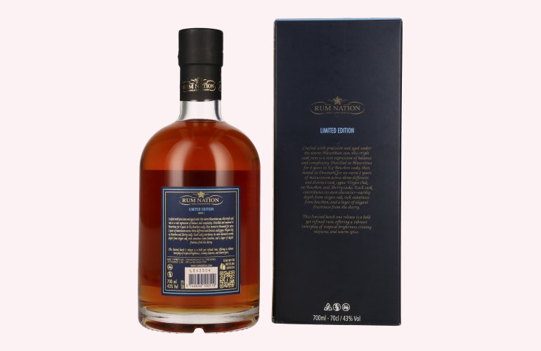 Rum Nation Mauritius 6 Years Old Triple Cask Rum Limited Edition Batch 1 43% Vol. 0,7l in geschenkverpakking