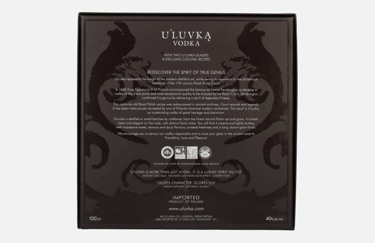 U'Luvka Vodka 40% Vol. 0,1l in Giftbox with 2 glasses