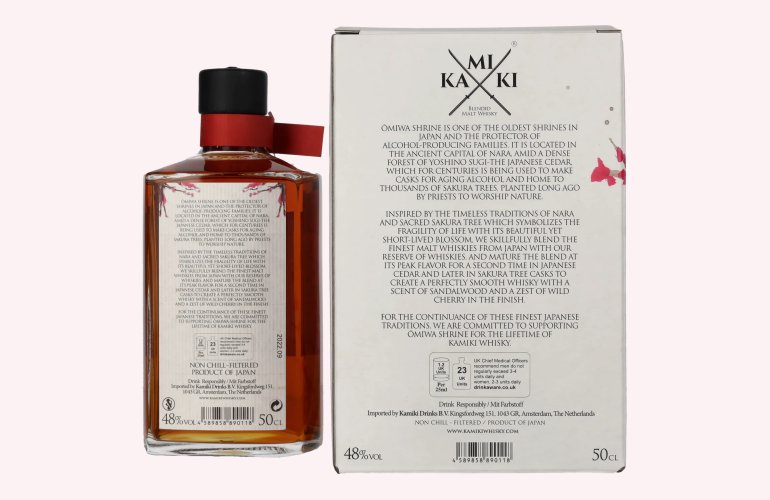 KAMIKI Blended Malt Whisky SAKURA & CEDAR Cask Finish 48% Vol. 0,5l en boîte cadeau
