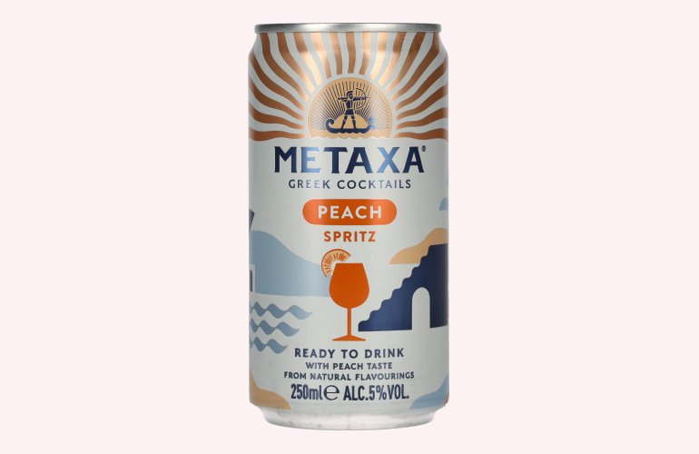 Metaxa Peach Spritz Greek Cocktails Ready to Drink 5% Vol. 0,25l Dose Pfand