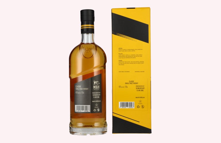 M&H Classic Single Malt Whisky 46% Vol. 0,7l en boîte cadeau