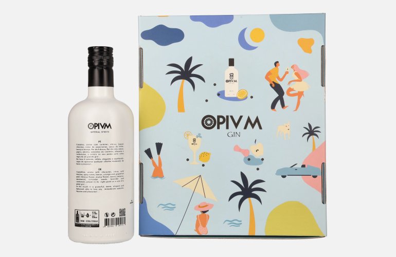 OPIVM Imperial Spirits Dry Gin 40% Vol. 0,7l en boîte cadeau avec Verre & Messbecher