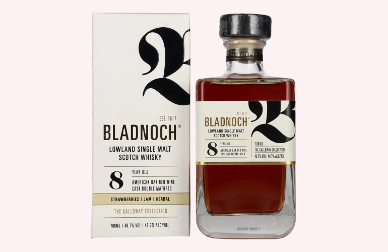 Bladnoch 8 Years Old Lowland Single Malt American Red Wine Cask 46,7% Vol. 0,7l in geschenkverpakking