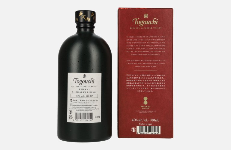 Togouchi KIWAMI Distiller's Reserve Japanese Blended Whisky 40% Vol. 0,7l in Geschenkbox