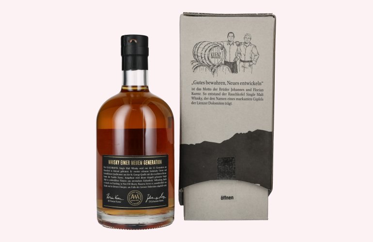 Kuenz Naturbrennerei Rauchkofel Single Malt Whisky Sherry Cask Finished 43% Vol. 0,5l in geschenkverpakking