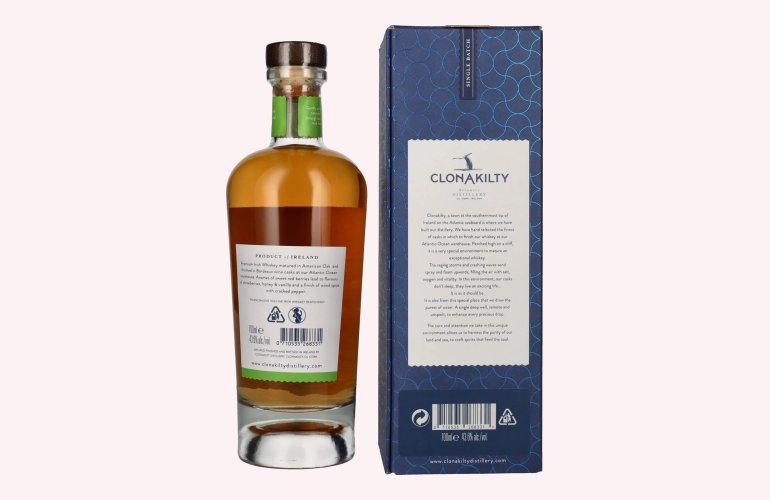 Clonakilty Single Grain Irish Whiskey Bordeaux Cask CASK FINISH SERIES 43,6% Vol. 0,7l en boîte cadeau