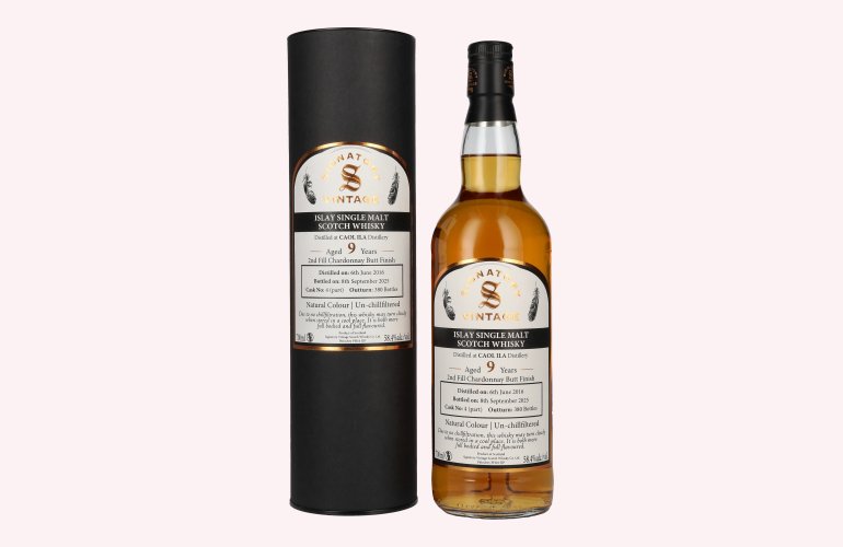 Signatory Vintage CAOL ILA 9 Years Old 2nd Fill Chardonnay Butt Finish Cask # 4 58,4% Vol. 0,7l in Geschenkbox