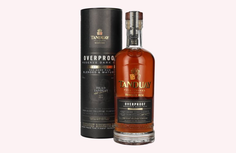 Tanduay Overproof Reserve Dark Rum 101 Proof 50,5% Vol. 0,7l in geschenkverpakking