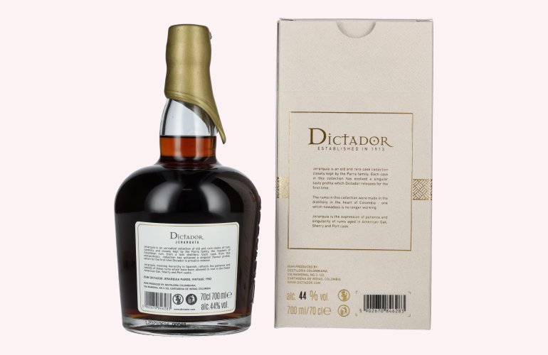 Dictador JERARQUÍA 38 Years Old PARDO Rum 1982 44% Vol. 0,7l in geschenkverpakking