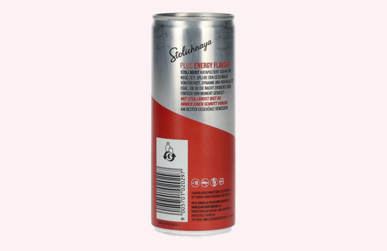 Stolichnaya Boost Plus ENERGY Flavour 5% Vol. 0,25l Dose Pfand