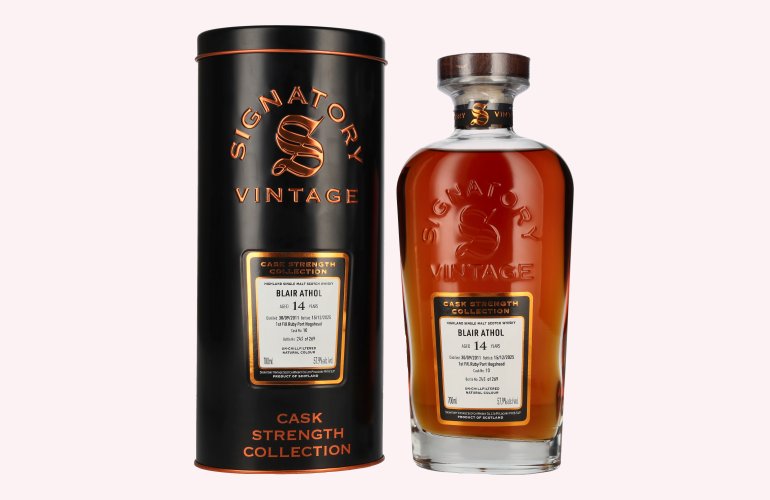 Signatory Vintage BLAIR ATHOL 14 Years Old 1st Fill Ruby Port Cask Strength #10 2011 57,9% Vol. 0,7l in Tinbox