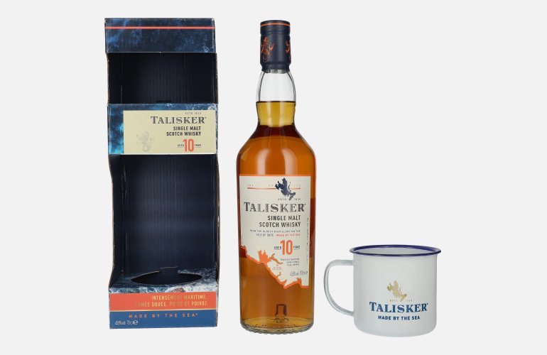 Talisker 10 Years Old Single Malt Scotch Whisky 45,8% Vol. 0,7l in geschenkverpakking met Talisker Mug