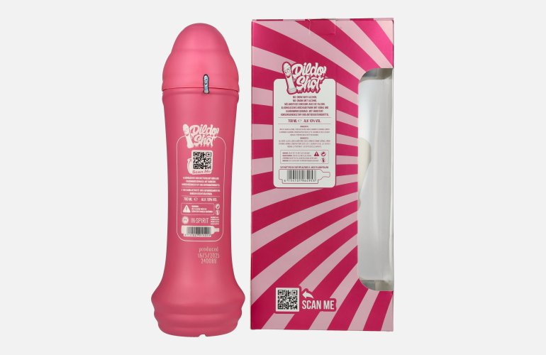 Dildo Shot Bubblegum Vodka Based 10% Vol. 0,7l in Geschenkbox mit 2 Gläsern