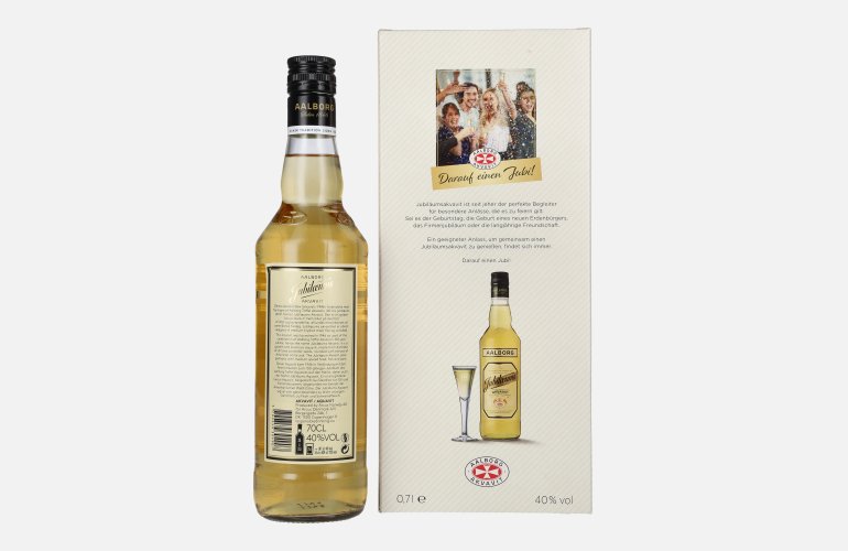Aalborg Jubiläums Akvavit 40% Vol. 0,7l in Geschenkbox mit Glas