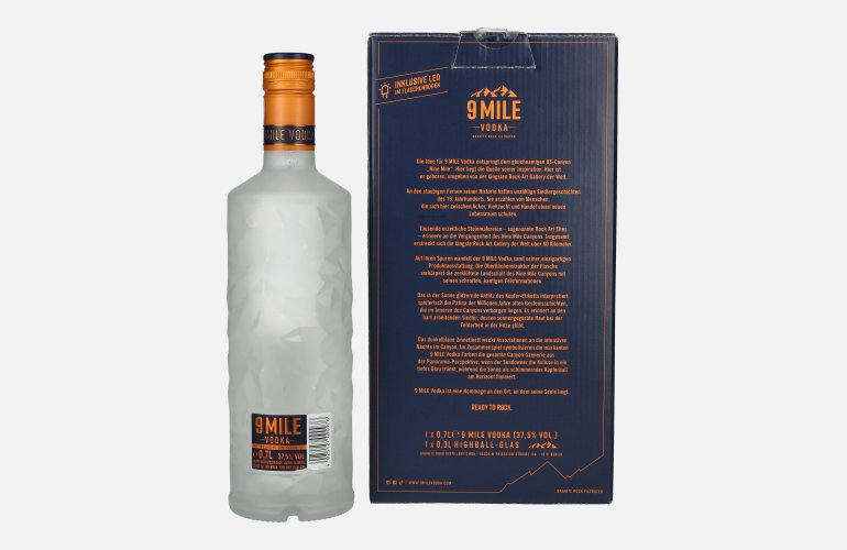 9 Mile Vodka 37,5% Vol. 0,7l in Giftbox with glass