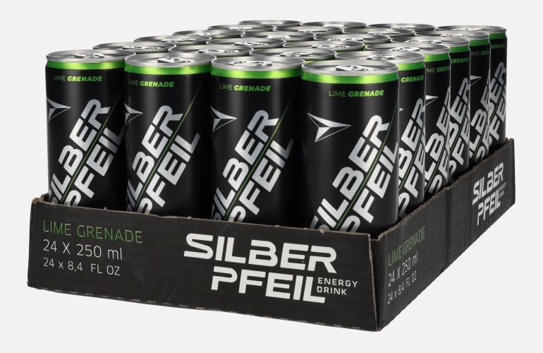 SILBERPFEIL Energy Drink LIME GRENADE Capo Edition 24x0,25l Dosen Pfand