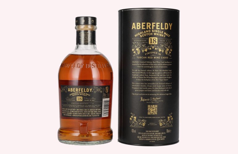 Aberfeldy 18 Years Old Red Wine Casks BOLGHERI 43% Vol. 0,7l in geschenkverpakking