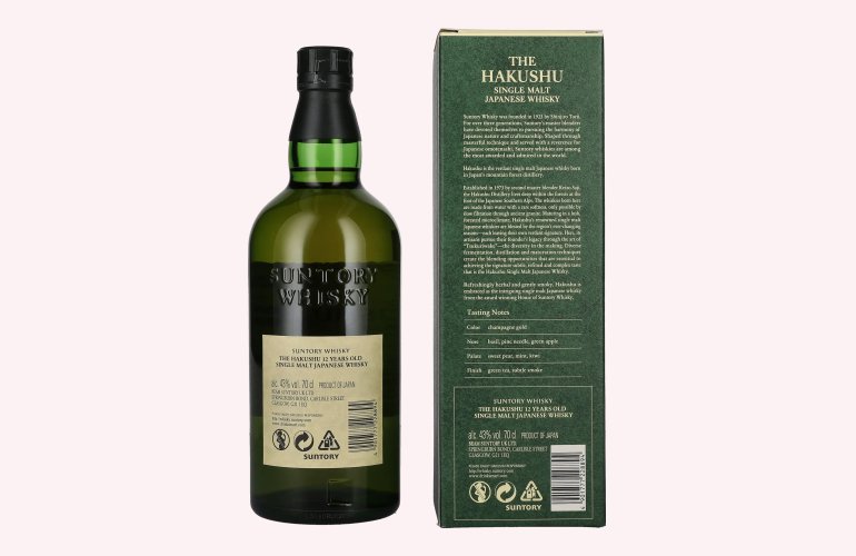 Suntory The Hakushu 12 Years Old Single Malt 43% Vol. 0,7l en boîte cadeau