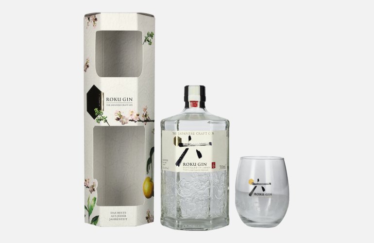 Roku Gin The Japanese Craft Gin 43% Vol. 0,7l in Geschenkbox mit Glas