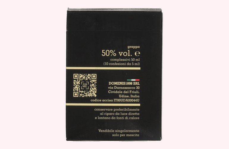Domenis 1898 STORICA NERA Grappa 50% Vol. 10x0,005l en boîte cadeau
